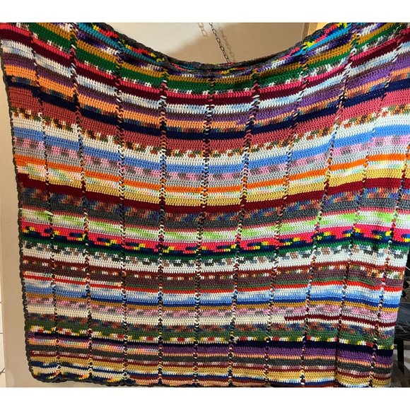 LARGE Handmade Knitted Blanket Afghan Bed Cover 134" (11 ft) x 62" Warm Gift - Picture 5 of 7